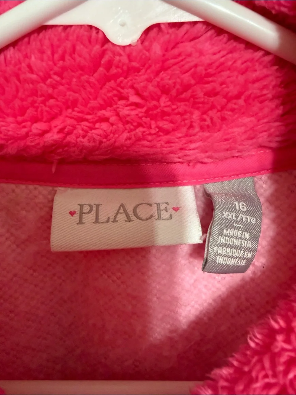 Girls Pink Plush Full-Zip Sweater